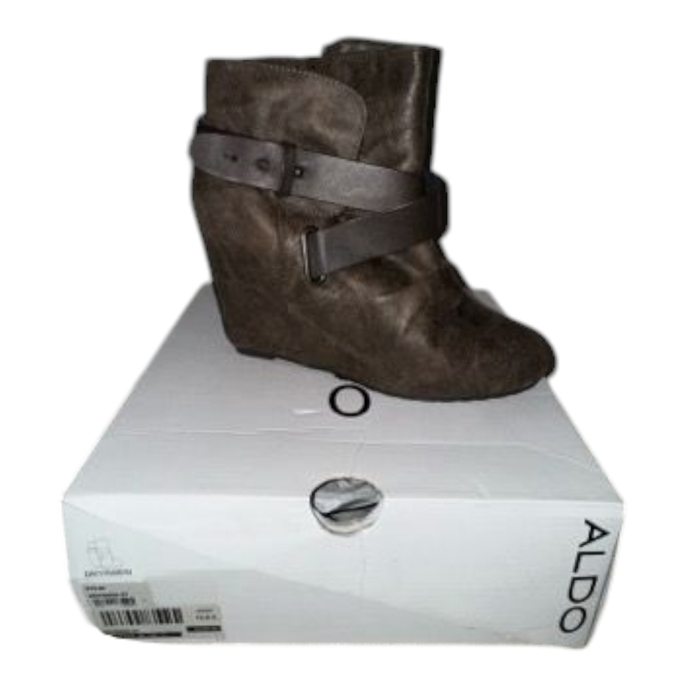 Aldo Brown Suede Wedge Ankle Boots